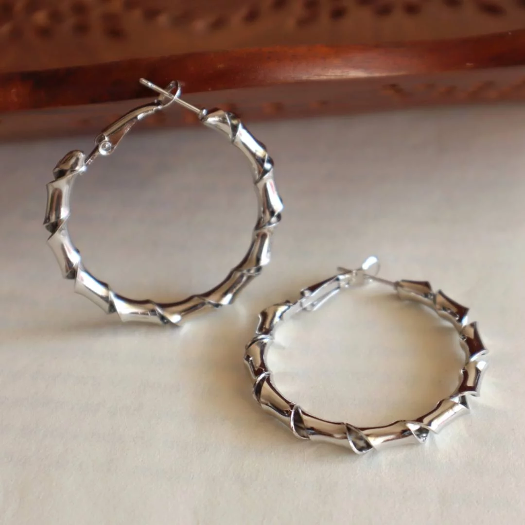 Silver Twisted Hoop Earrings