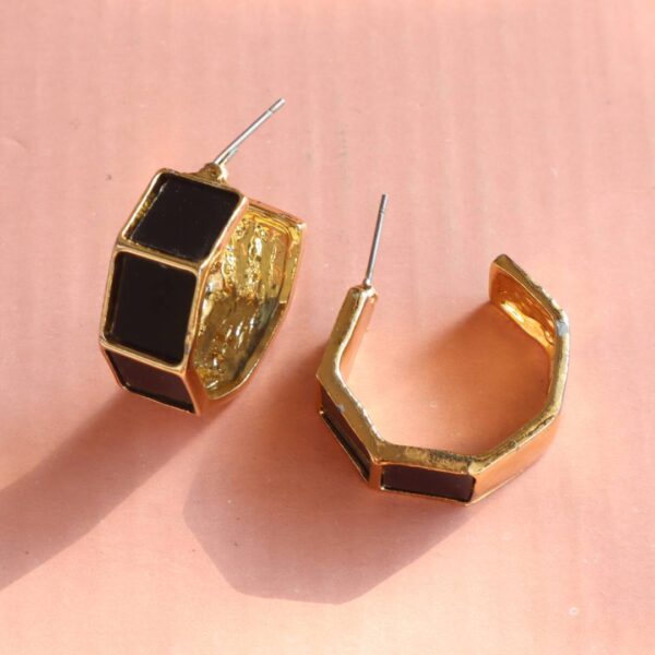 Black Gold-Plated Hoop Earrings