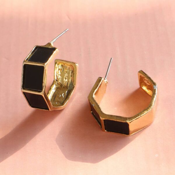 Black Gold-Plated Hoop Earrings
