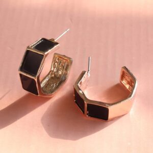 Black Rose Gold-Plated Hoop Earrings