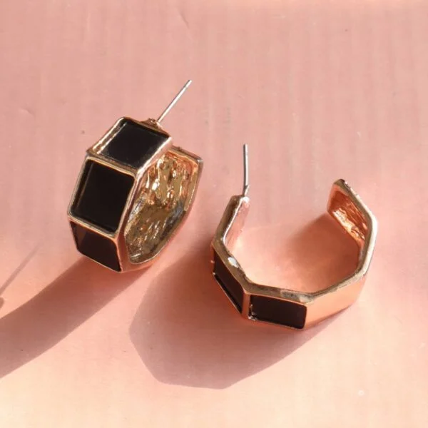 Black Rose Gold-Plated Hoop Earrings