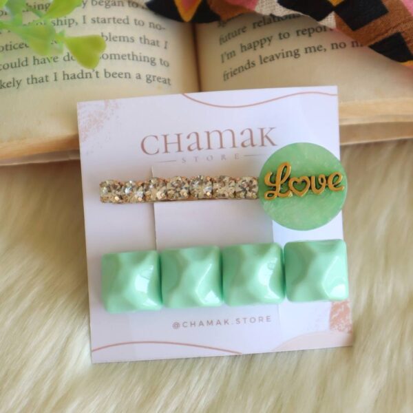 Love Green-Set Of 2 hair Clips