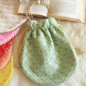 Green Sequins Embroidered Potli Bag