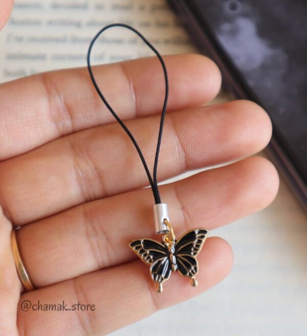 Black Butterfly Phone Charm