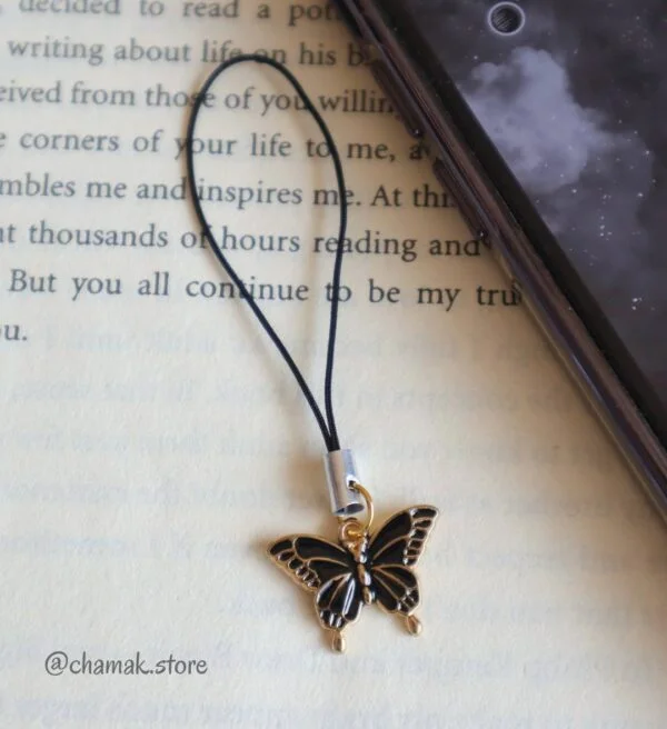 Black Butterfly Phone Charm
