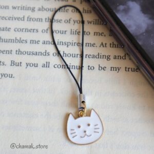 White Cat Face Phone Charm