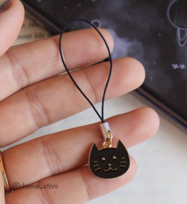 Black Cat Face Phone Charm