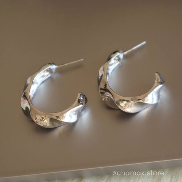 Silver Twisted Design Hoop Earrings