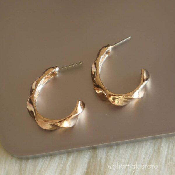 Golden Twisted Design Hoop Earrings