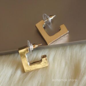 Golden Square Hoop Earrings