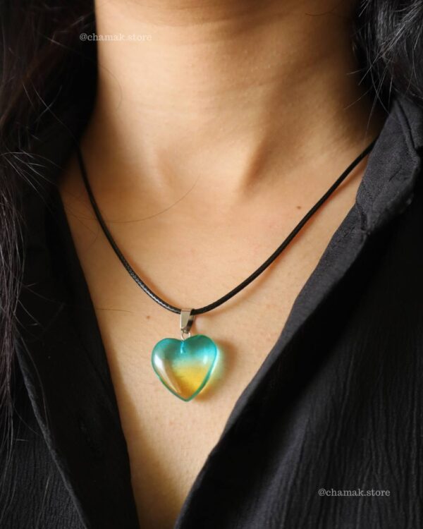 Blue-Yellow Mixed Heart Necklace