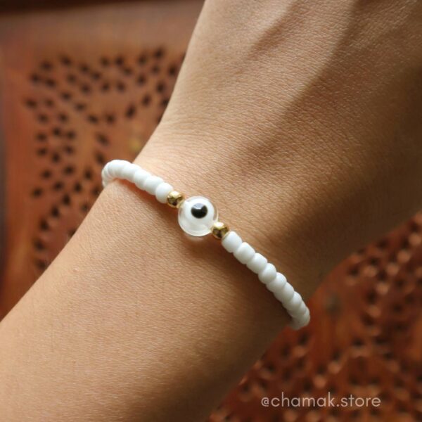 White Evil Eye Beaded Bracelet