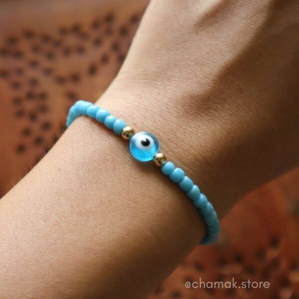 Blue Evil Eye Beaded Bracelet