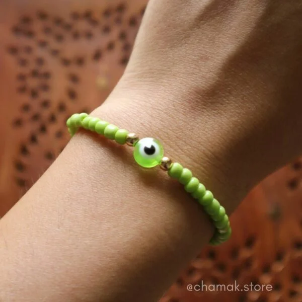 Green Evil Eye Beaded Bracelet