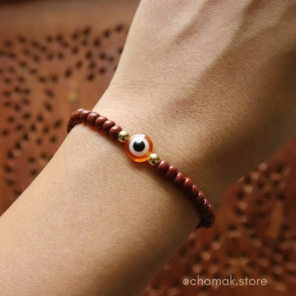 Brown Evil Eye Beaded Bracelet