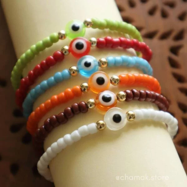 Set Of 6 Evil Eye Beaded Bracelets