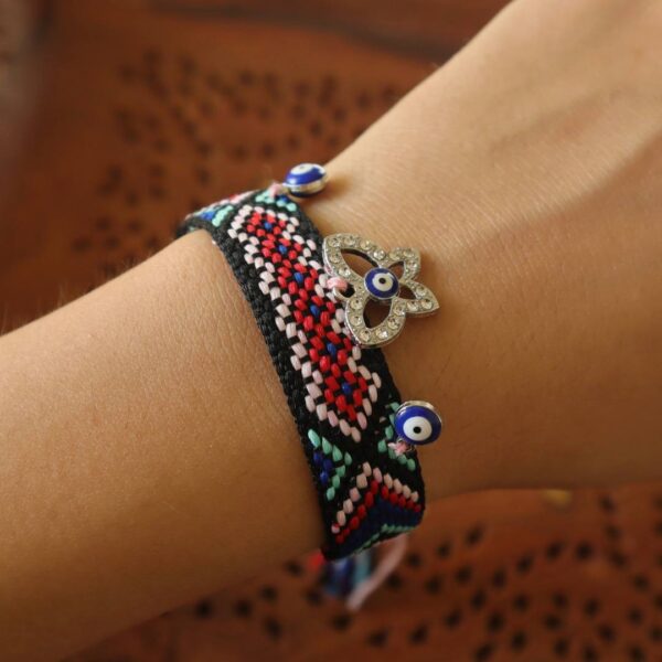 Set Of 2 Butterfly Evil Eye Bracelets-Friendship Bands