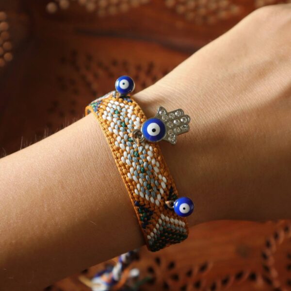 Set Of 2 Hamsa Evil Eye Bracelets-Friendship Bands