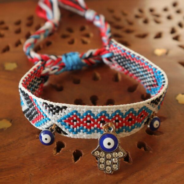 Set Of 2 Hamsa Evil Eye Bracelets-Friendship Bands