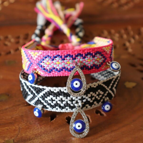 Set Of 2 Drop Evil Eye Bracelets-Friendship Bands