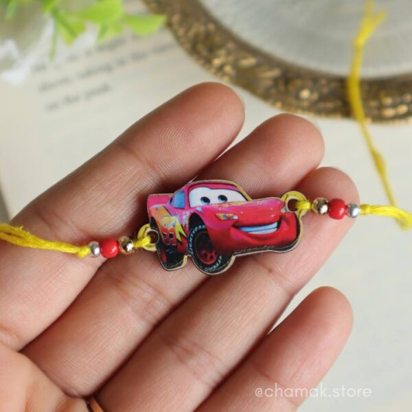 Red Wooden Car Rakhi