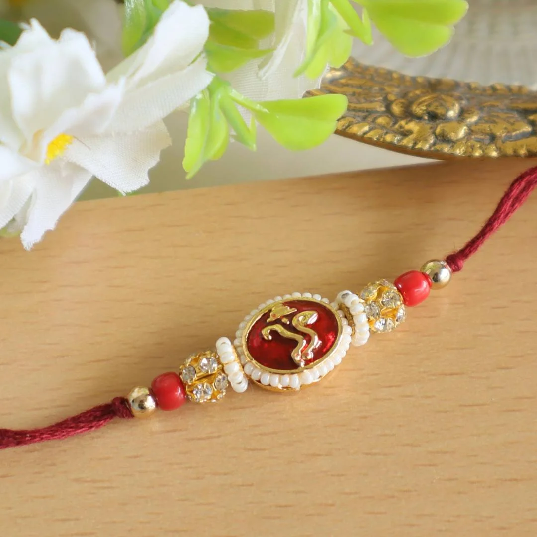 Maroon Ganesha Design Meenakari Rakhi