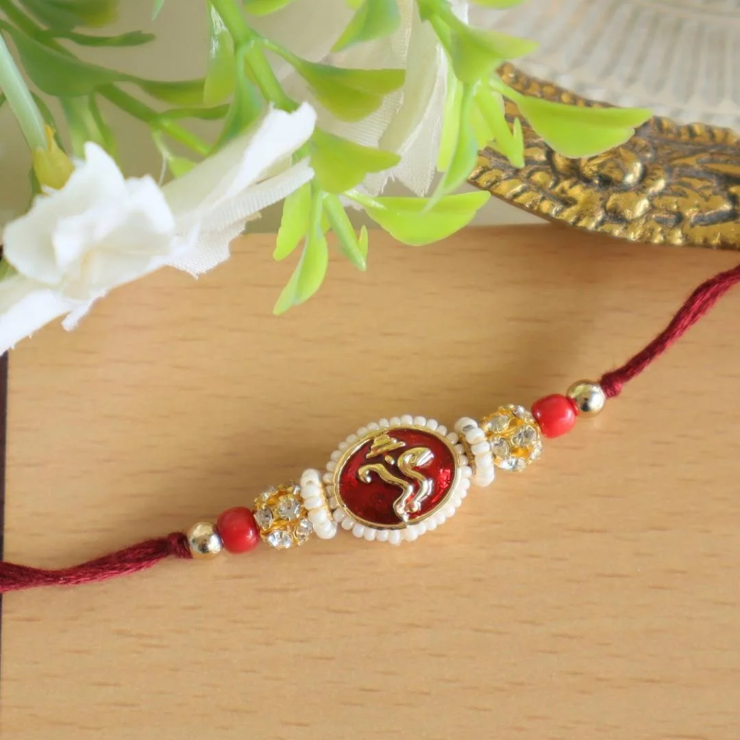 Maroon Ganesha Design Meenakari Rakhi