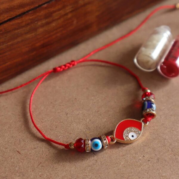 Red Stone Studded Evil Eye Rakhi