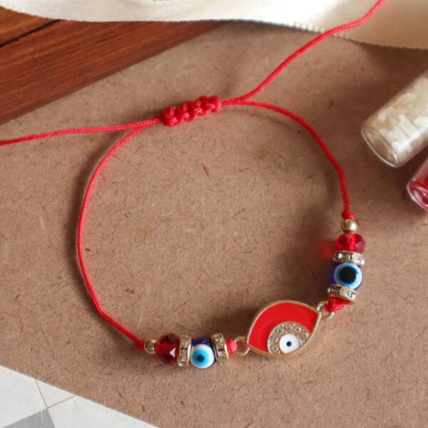 Red Stone Studded Evil Eye Rakhi