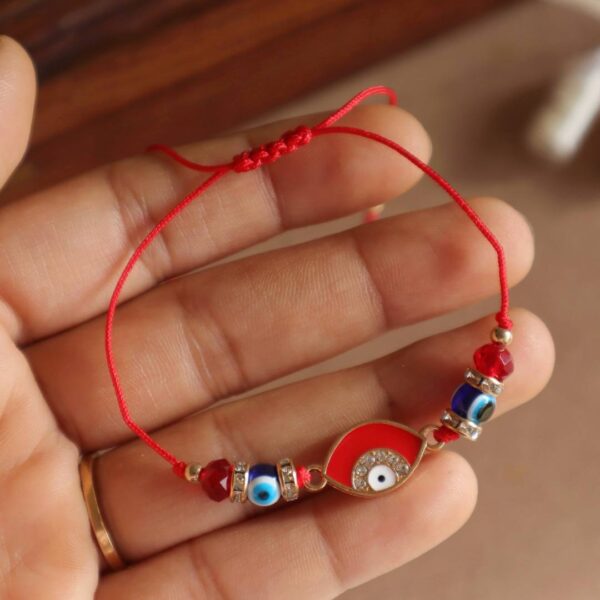 Red Stone Studded Evil Eye Rakhi