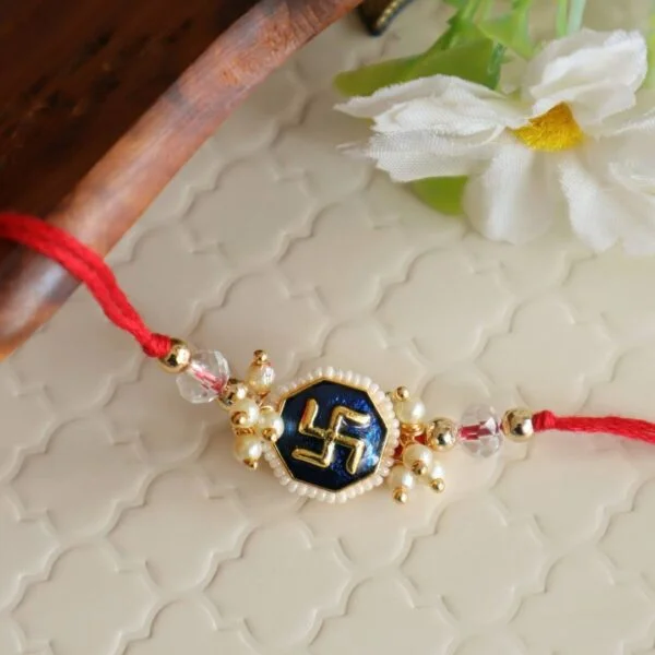 Blue Traditional Swastik Rakhi