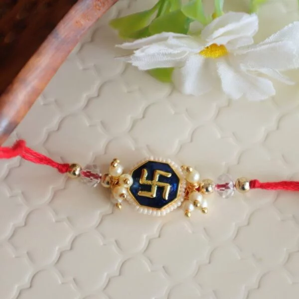 Blue Traditional Swastik Rakhi