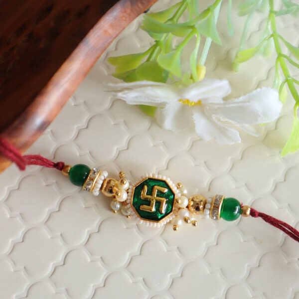 Green Traditional Swastik Rakhi