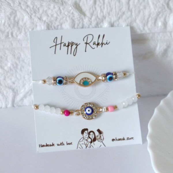 White Evil Eye Bhai-Bhabhi Rakhi