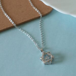 Stainless Steel Dancing Diamond Star Pendant Necklace