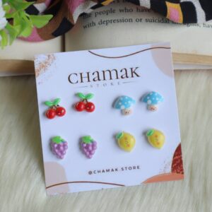 Set Of 4 Fruit Stud Earrings-B