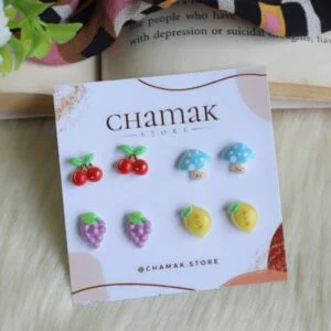 Set Of 4 Fruit Stud Earrings-B