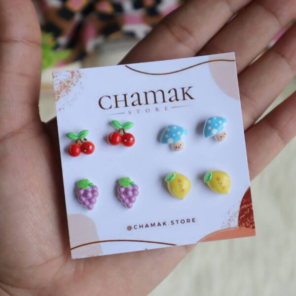 Set Of 4 Fruit Stud Earrings-B