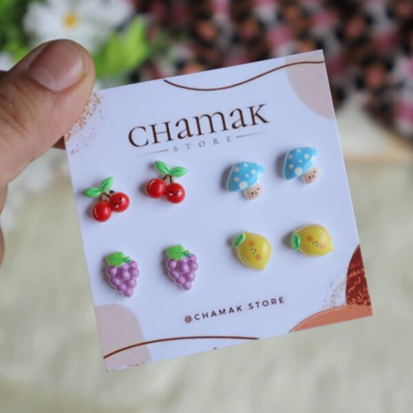 Set Of 4 Fruit Stud Earrings-B