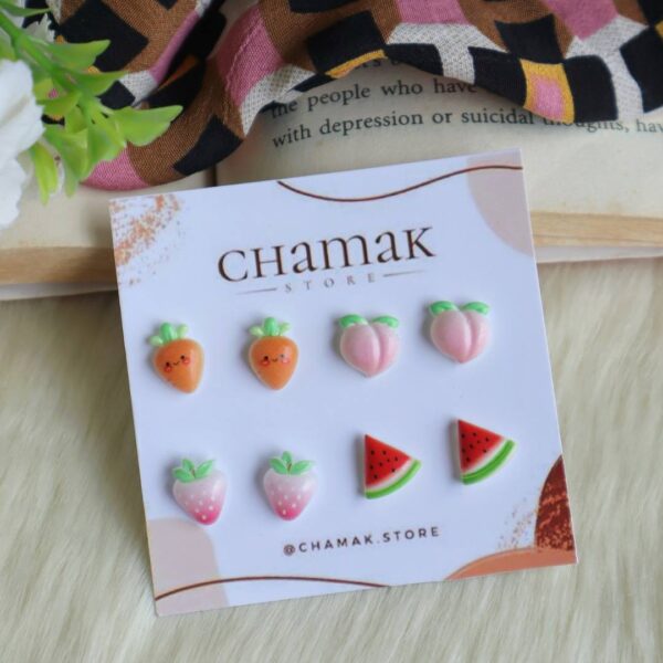 Set Of 4 Fruit Stud Earrings-A