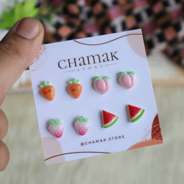 Set Of 4 Fruit Stud Earrings-A