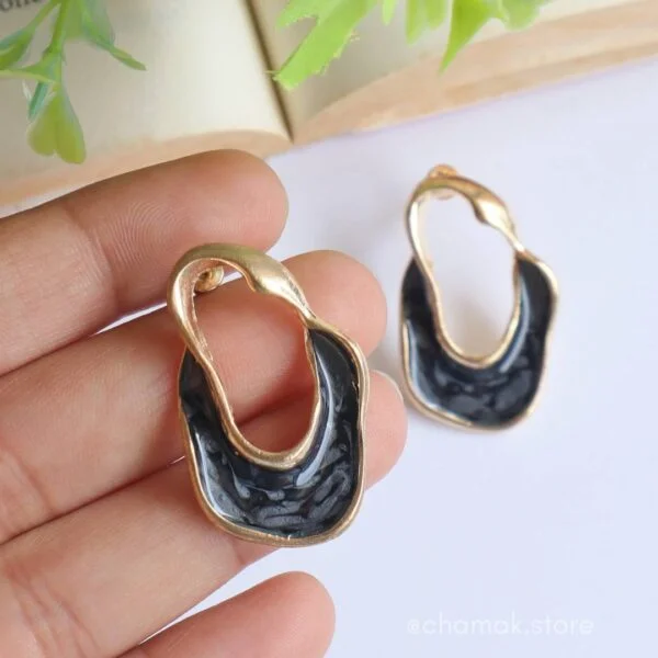 Black Statement Enamelled Earrings