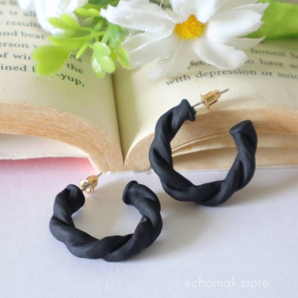 Twisted Black Hoop Earrings