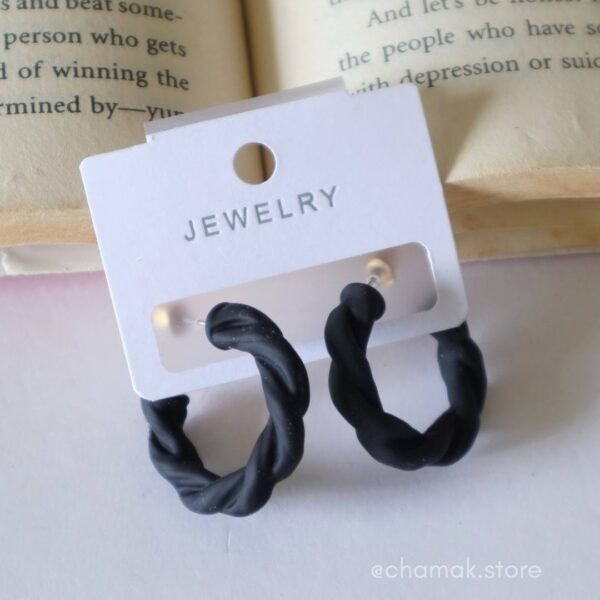 Twisted Black Hoop Earrings