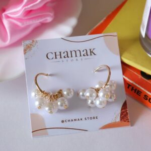 Gold-Plated Pearl Drop Hoop Earrings