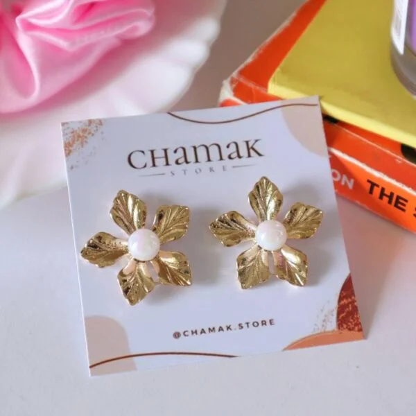 Floral Pearl Stud Earrings