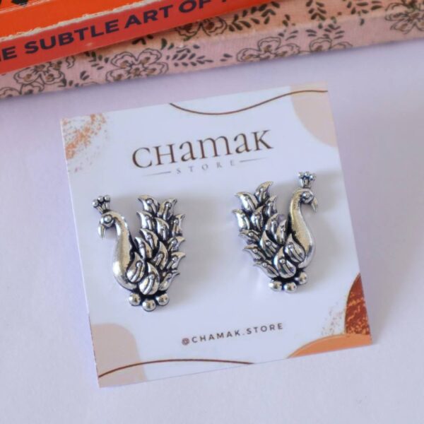 Peacock Oxidised Stud Earrings