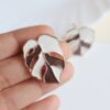 White-Brown Palm Leaf Enamel Earrings