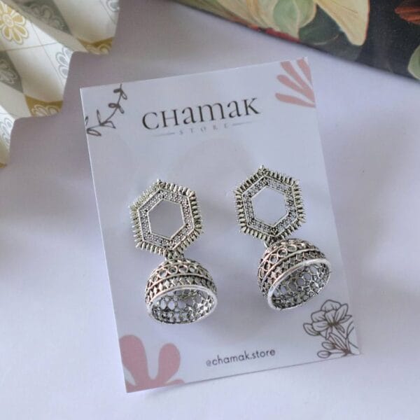 Oxidised Jhumka Earrings-A