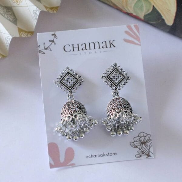 Oxidised Jhumka Earrings-E